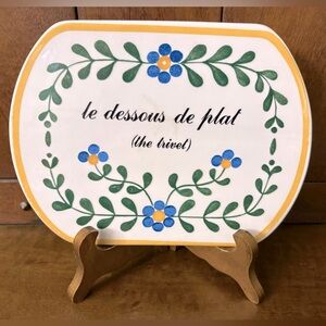 Marsten-Mandrajji “La Leçon de Français” Ceramic Trivet w/ Yellow & Blue Accents